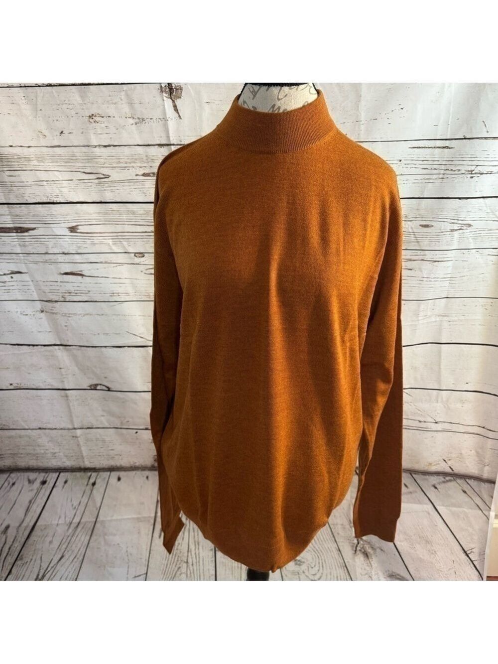 Peter Millar 100% Merino Wool Mock Neck Sweater XL Copper